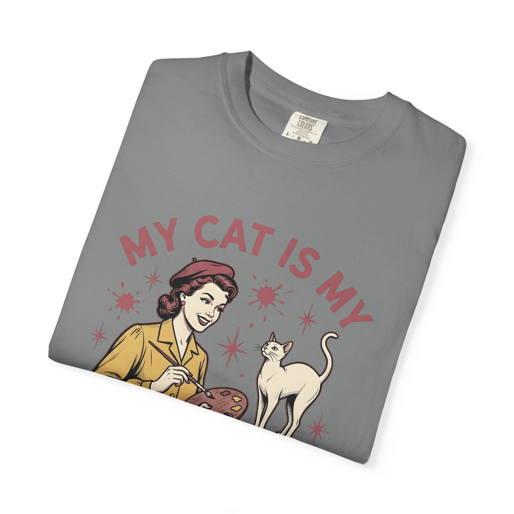 Kitty Artist T-Shirt Cat Fauna Gift Women Antique T-Shirt Cat Lady T-Shirt Feline Fan Vintage T-Shirt Wildlife Graphic Heritage Art Palette T-Shirt