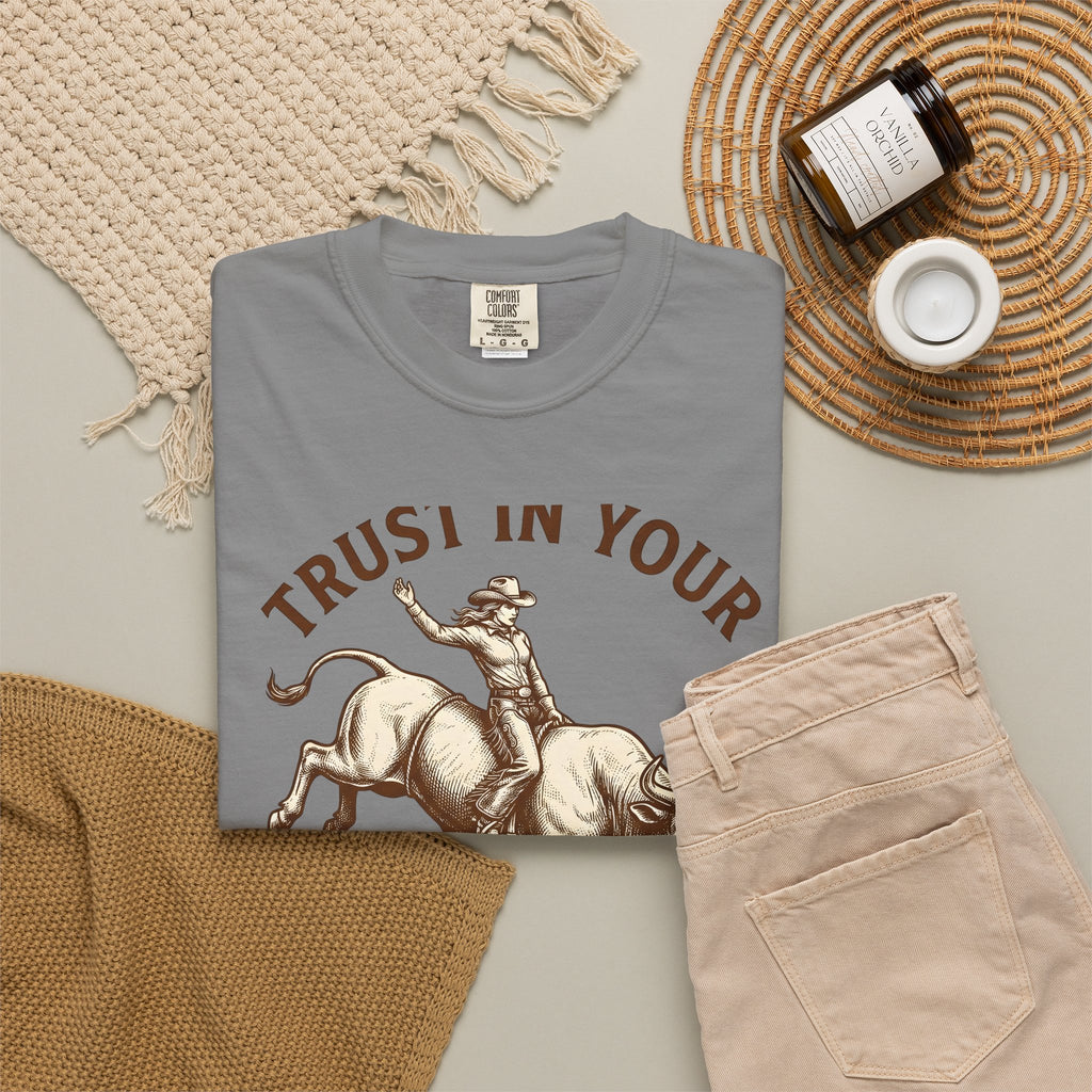 Cowgirl Rodeo T-Shirt Cowgirl Western Wear Gift Women Hand Drawn T-Shirt Rodeo T-Shirt Cowboy Fan Illustrated T-Shirt Country Graphic Sketch Rodeo