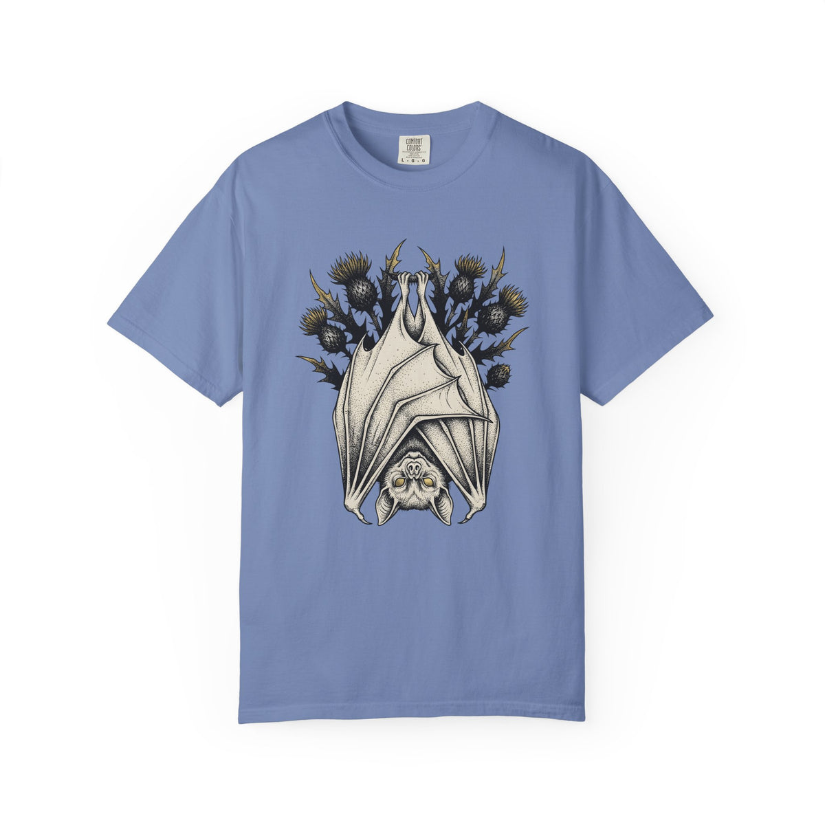 Bat Design T-Shirt Halloween Greenery Gift Women Macabre T-Shirt Bat T-Shirt Horror Fan Dark T-Shirt Foliage Graphic Sketch Bloom T-Shirt