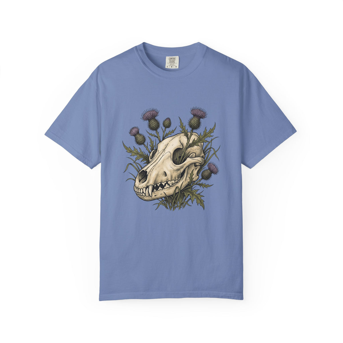 Animal Skull T-Shirt Animals & Flowers Spooky Gift Women Sketch T-Shirt Cranium T-Shirt Wildlife Fan Illustration Graphic T-Shirt Hand Drawn