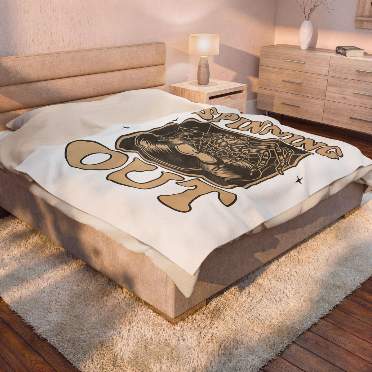 Arachnid Record Player Blanket Halloween Gear Gift Women Throwback Blanket Vinyl Player Blanket Horror Fan Retro Blanket Equipment Graphic Classic