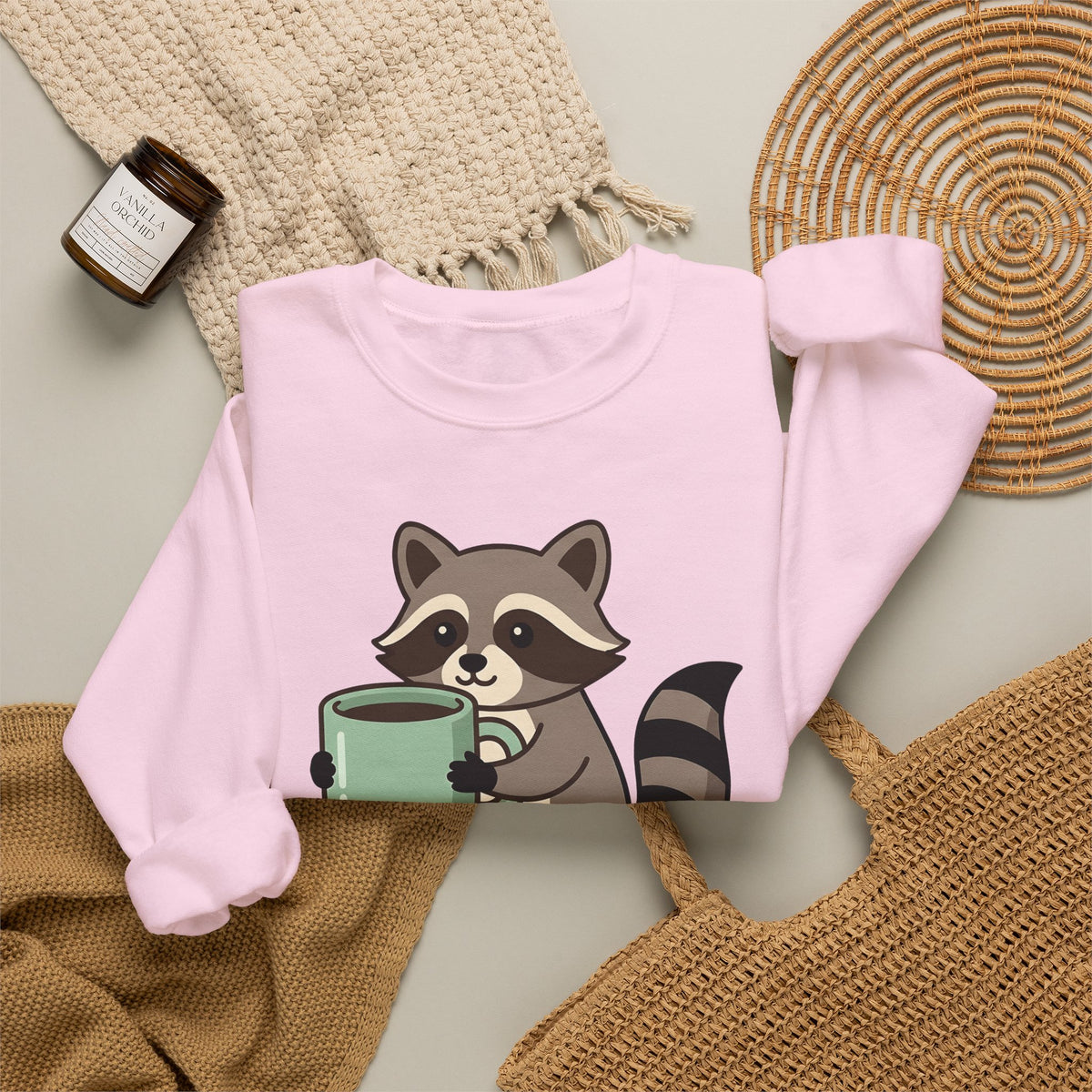 Raccoon Coffee Sweatshirt Nurses Coffee Gift Women Cute Sweatshirt Coffee Sweatshirt Nurse Enthusiast Adorable Sweatshirt Caffeinated Graphic Coffee