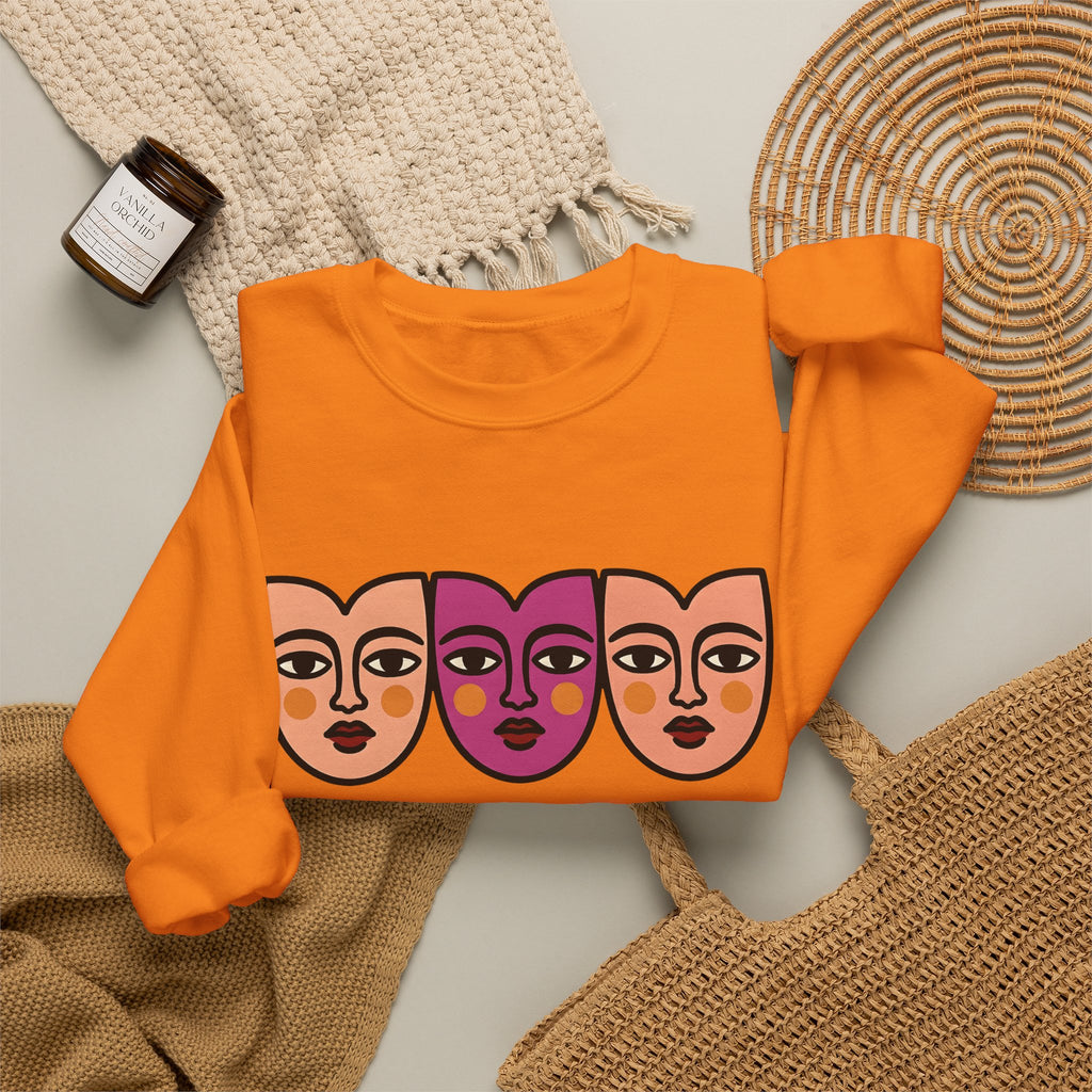 Abstract Faces Sweatshirt Abstract Art Gift Women Modern Sweatshirt Faces Sweatshirt Art Fan Contemporary Sweatshirt Artistic Graphic Minimal Bold Outlines