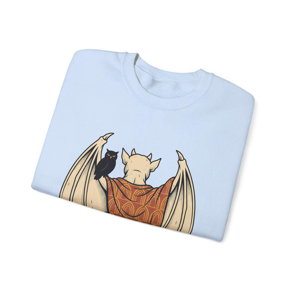 Bat Sculpture Sweatshirt Halloween Ghost Gift Women Mysterious Sweatshirt Statue Sweatshirt Horror Fan Dark Art Sweatshirt Specter Graphic Classic Night Bird