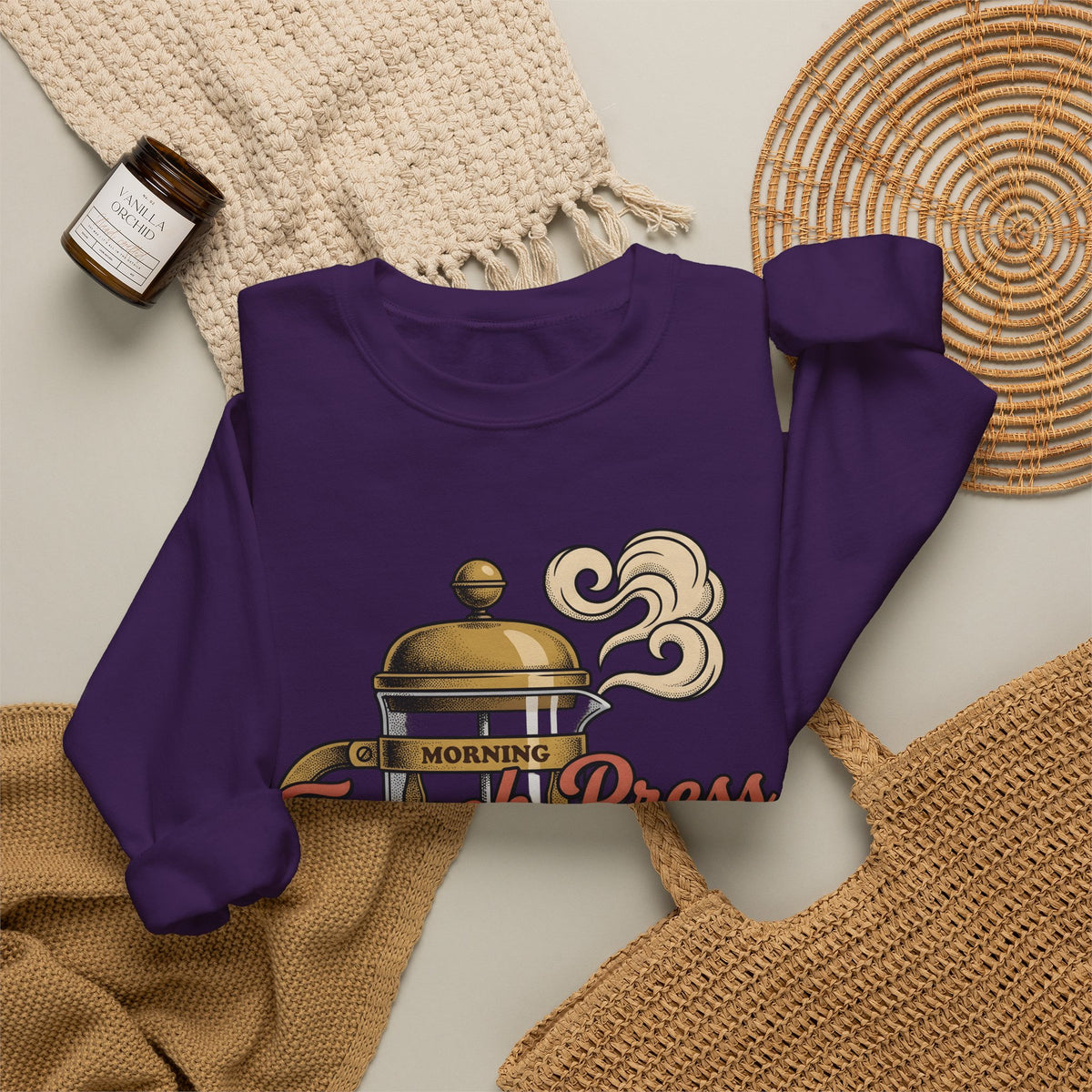 French Press Coffee Sweatshirt Coffee Cuisine Gift Women Hand Drawn Sweatshirt Cafetiere Sweatshirt Coffee Fan Coffee Bean Illustration Graphic Line Art