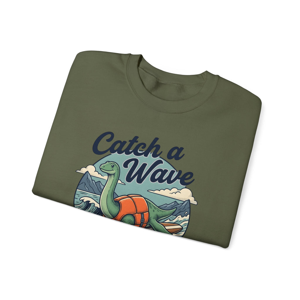 Surfing Dinosaur Sweatshirt Sports Surfing Gift Women Vintage Sweatshirt Dinosaur Sweatshirt Athlete Fan Retro Illustration Waves Sweatshirt