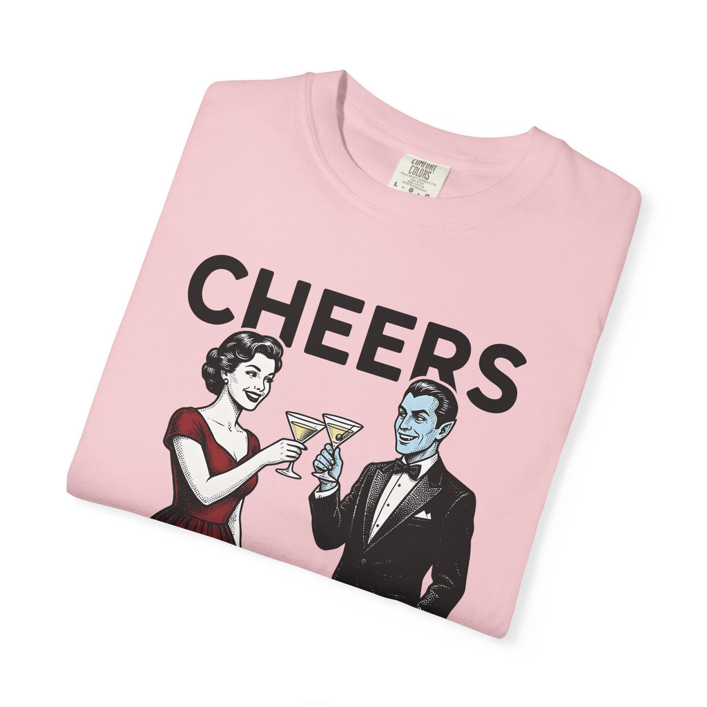 Vampire Duo T-Shirt Halloween Event Gift Women Antique T-Shirt Vampire Couple T-Shirt Horror Fan Spooky T-Shirt Party Graphic Old School Wine Glass