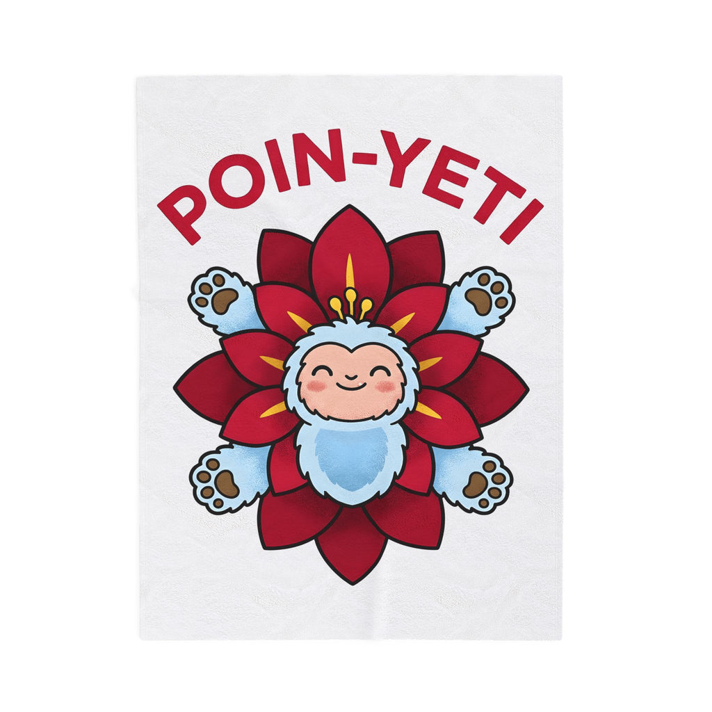 Yeti Flower Holiday Christmas Gift Kawaii Sasquatch Winter Fan Xmas Cartoon Poinsettia Blanket