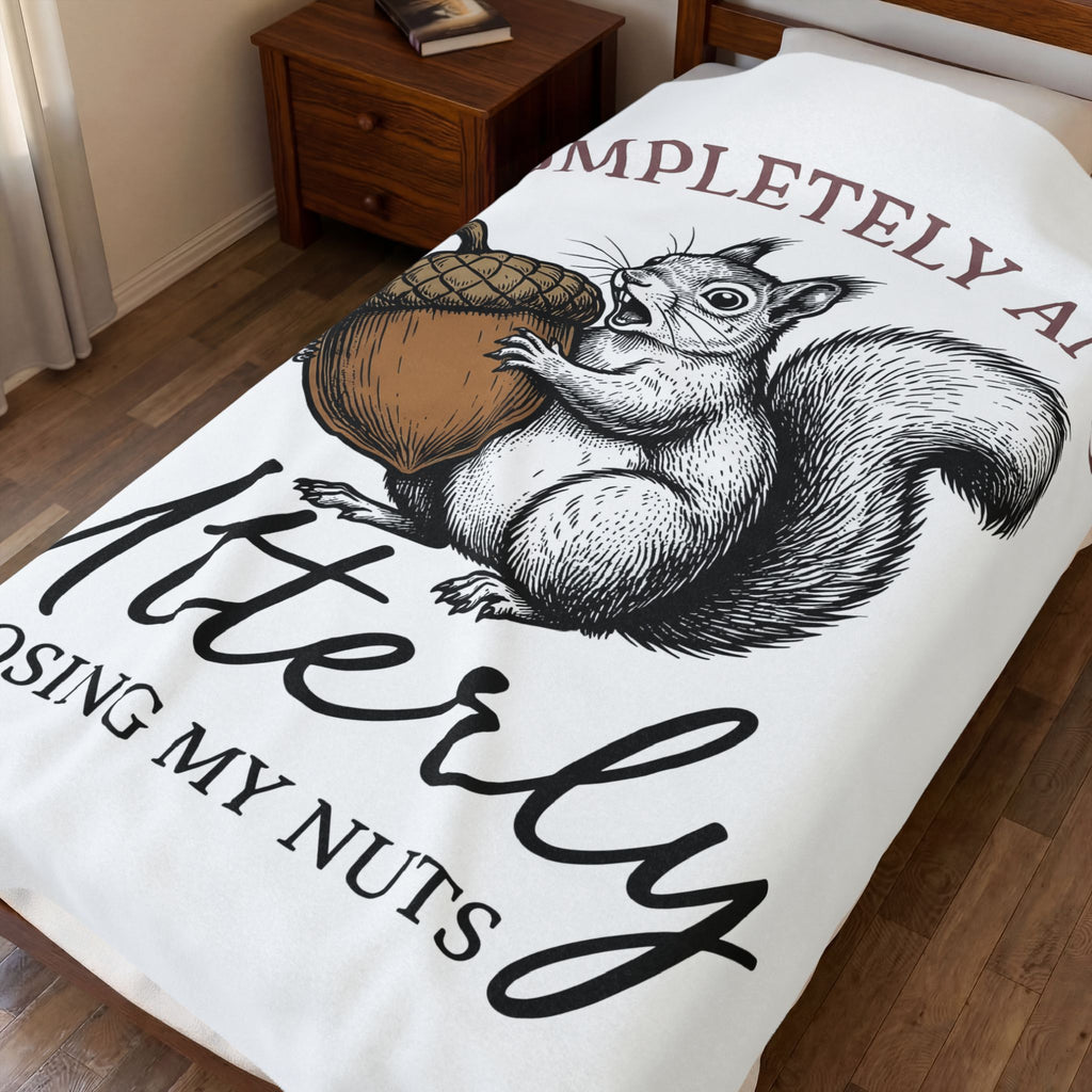 Chipmunk Nut Blanket Funny Pet Gift Women Sketch Blanket Acorn Blanket Humor Fan Squirrel Graphic Retro Comedy Blanket