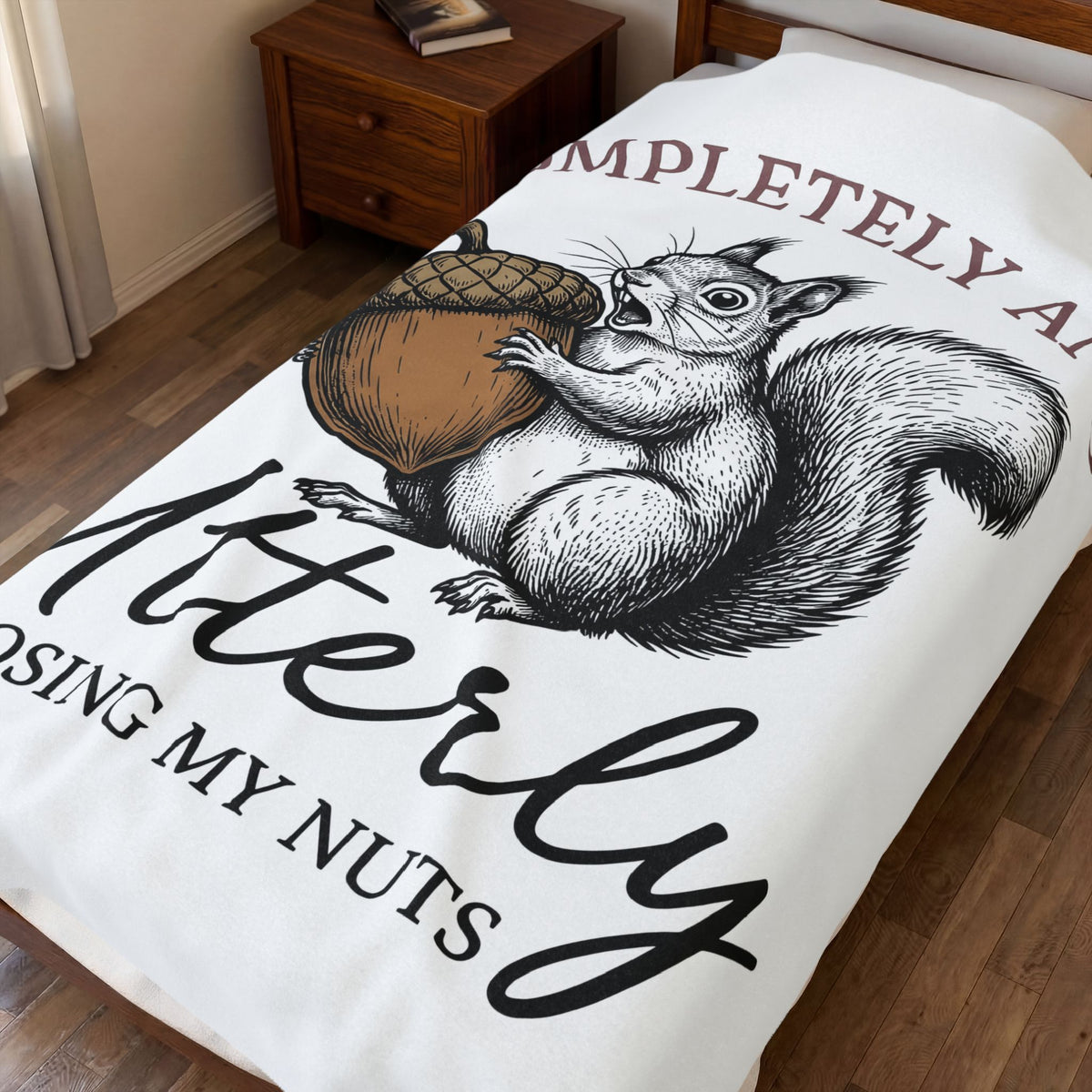 Chipmunk Nut Blanket Funny Pet Gift Women Sketch Blanket Acorn Blanket Humor Fan Squirrel Graphic Retro Comedy Blanket