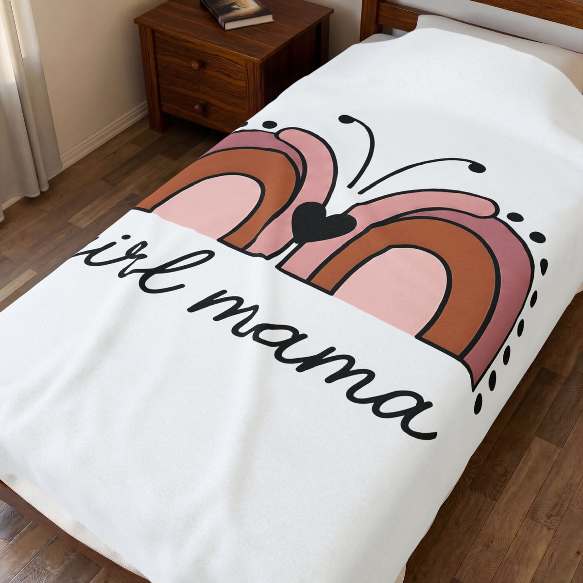 Rainbow Butterfly Blanket Moms Family Gift Women Boho Blanket Butterfly Blanket Motherhood Enthusiast Hippie Blanket Clan Graphic Minimalist Heart