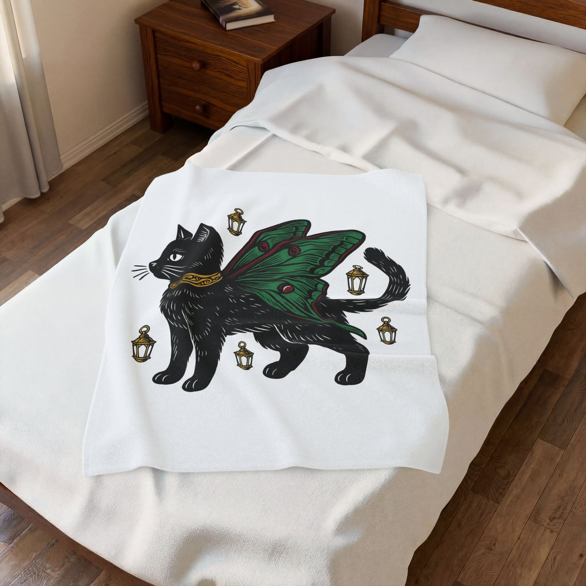 Magical Cat Blanket Cat Mythical Gift Women Enchanted Blanket Kitty Blanket Feline Fan Mystical Graphic Blanket Retro Light Blanket