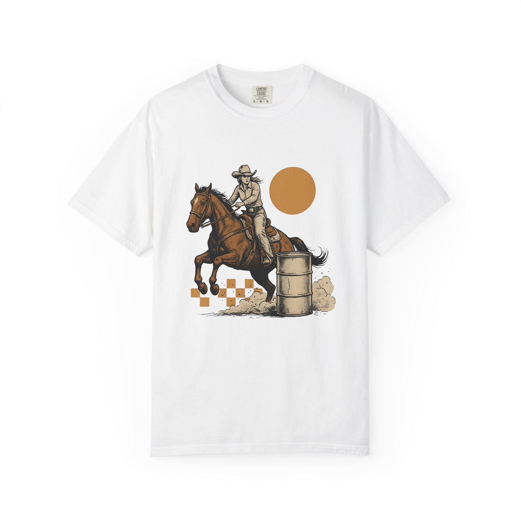 Barrel Racing T-Shirt Cowgirl Livestock Gift Women Cowboy T-Shirt Barrel Racing T-Shirt Rodeo Fan Western T-Shirt Cattle Graphic Retro Horse T-Shirt