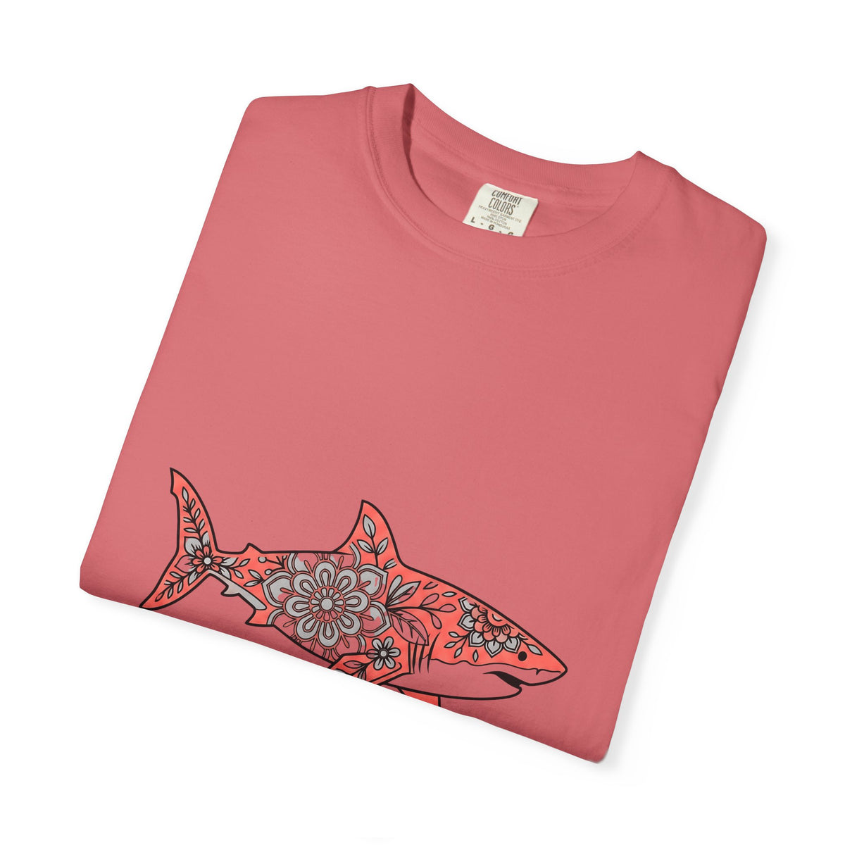 Tropical Shark T-Shirt Boho Chic Aquatic Gift Women Ethnic T-Shirt Shark T-Shirt Bohemian Fan Tribal T-Shirt Marine Graphic Ink Ornament T-Shirt
