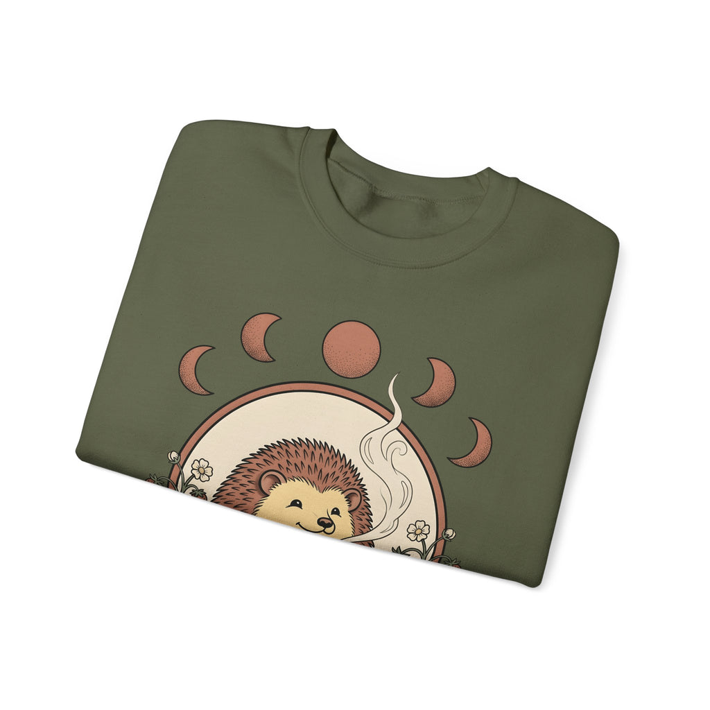 Porcupine Coffee Sweatshirt Cute Wildlife Gift Women Chibi Sweatshirt Coffee Sweatshirt Kawaii Fan Cartoon Sweatshirt Animal Graphic Hand Drawn Strawberry
