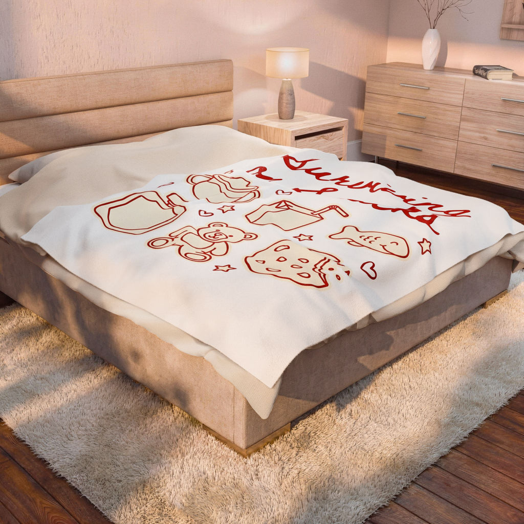 Snack Sketches Blanket Moms Parenting Gift Women Fun Blanket Food Illustrations Blanket Motherhood Fan Cute Graphic Parenting Graphic Clean Teddy