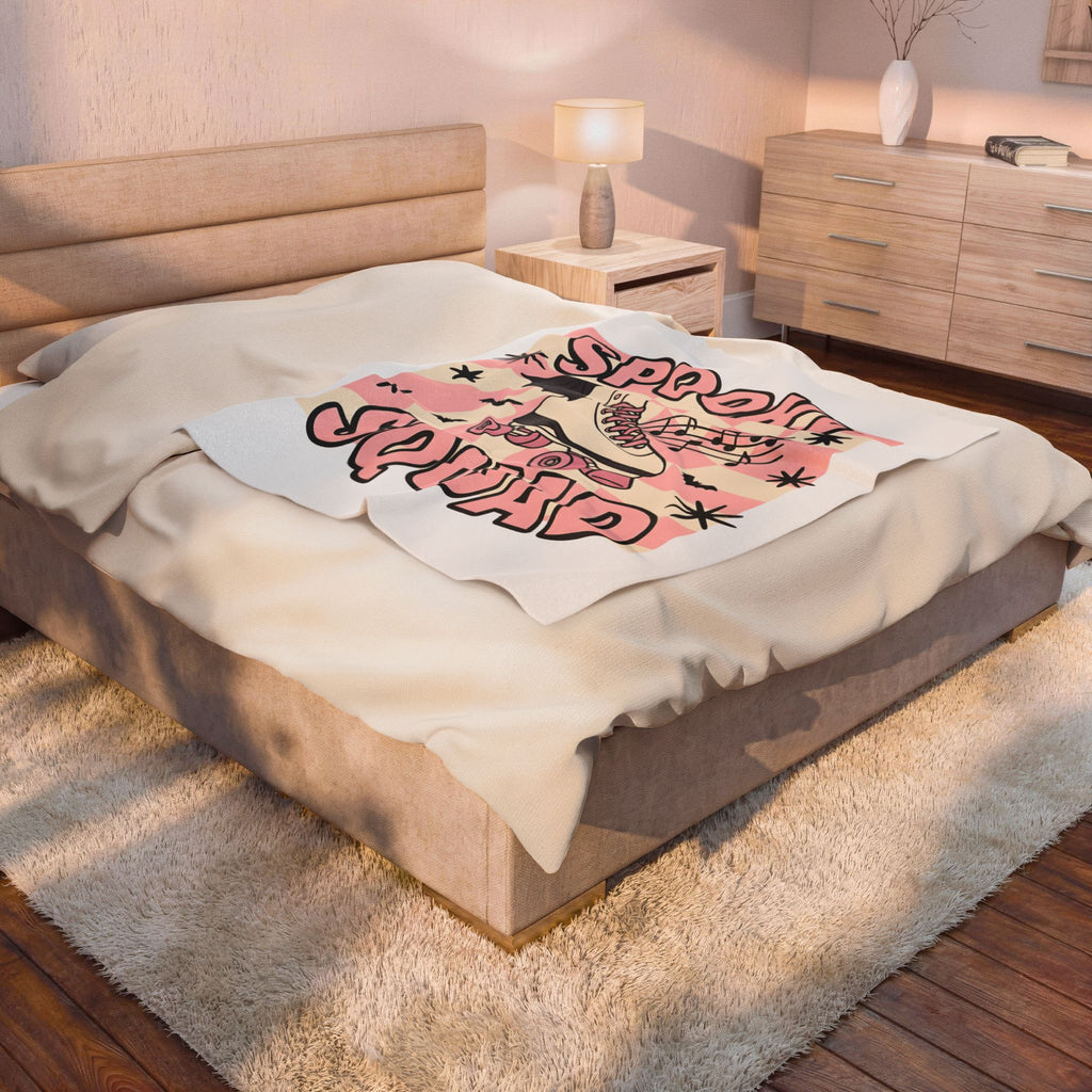 Roller Skate Bat Blanket Halloween Sports Gift Women Line Art Blanket Roller Derby Blanket Horror Fan Skate Graphic Athlete