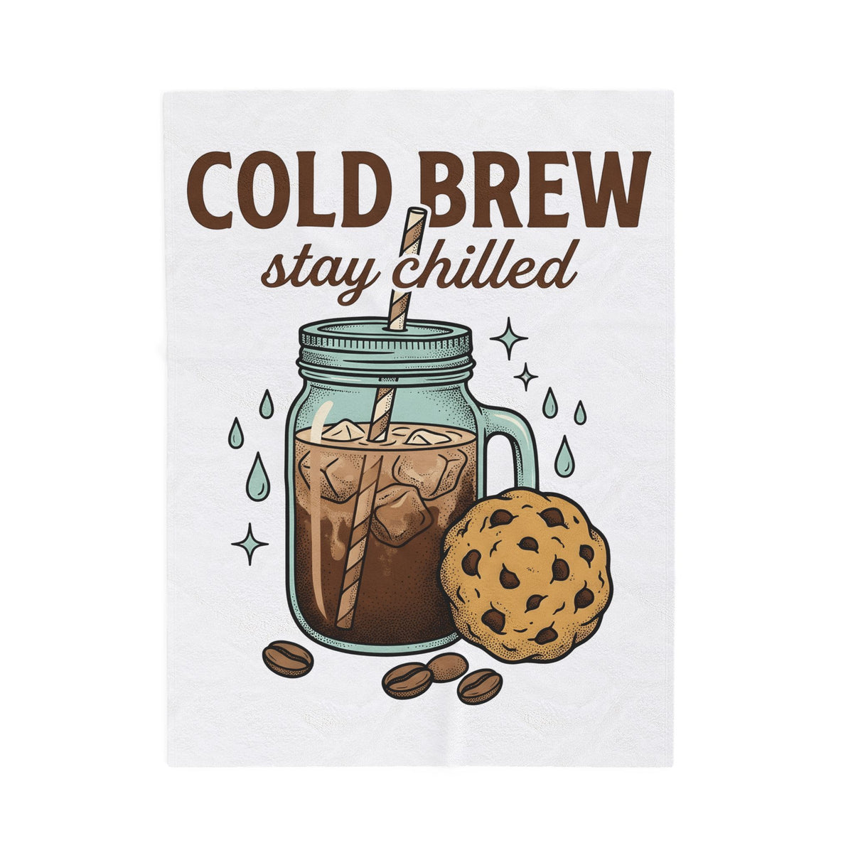 Iced Coffee Cookie Blanket Coffee Foodie Gift Women Hand Drawn Blanket Coffee Cookie Blanket Coffee Fan Illustrated Blanket Food Graphic Vintage
