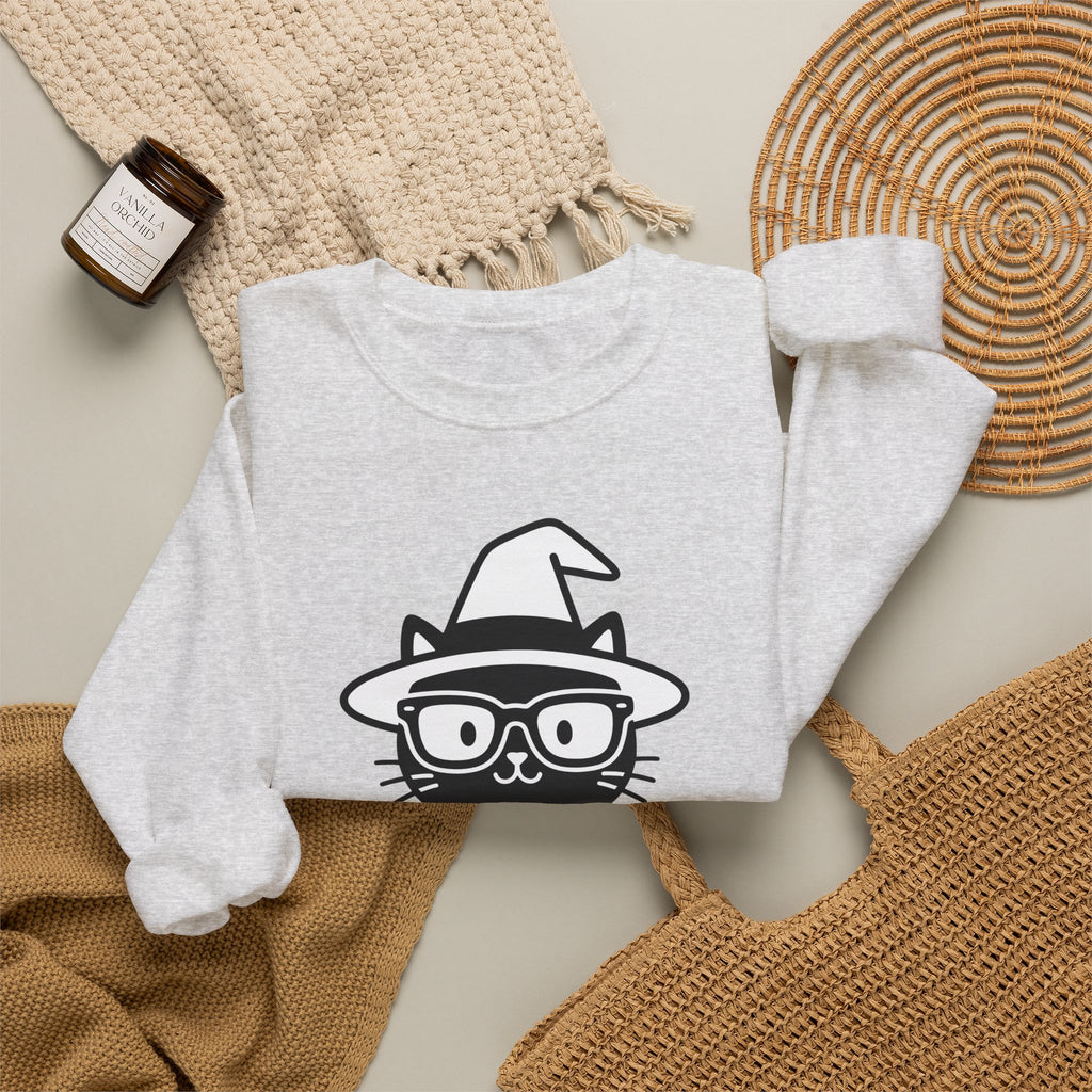 Dark Cat Witch Sweatshirt Halloween Literature Gift Women Animated Sweatshirt Black Cat Witch Sweatshirt Horror Fan Cartoon Sweatshirt Book Graphic Clean
