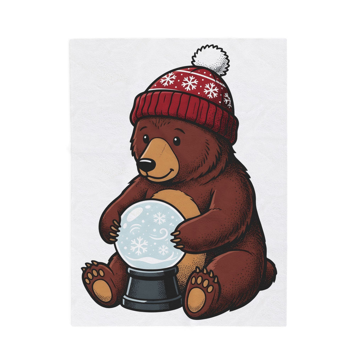 Bear Snow Globe Blanket Animals Holiday Gift Women Cute Blanket Snow Globe Blanket Wildlife Fan Cartoon Blanket Christmas Graphic Hand Drawn Winter