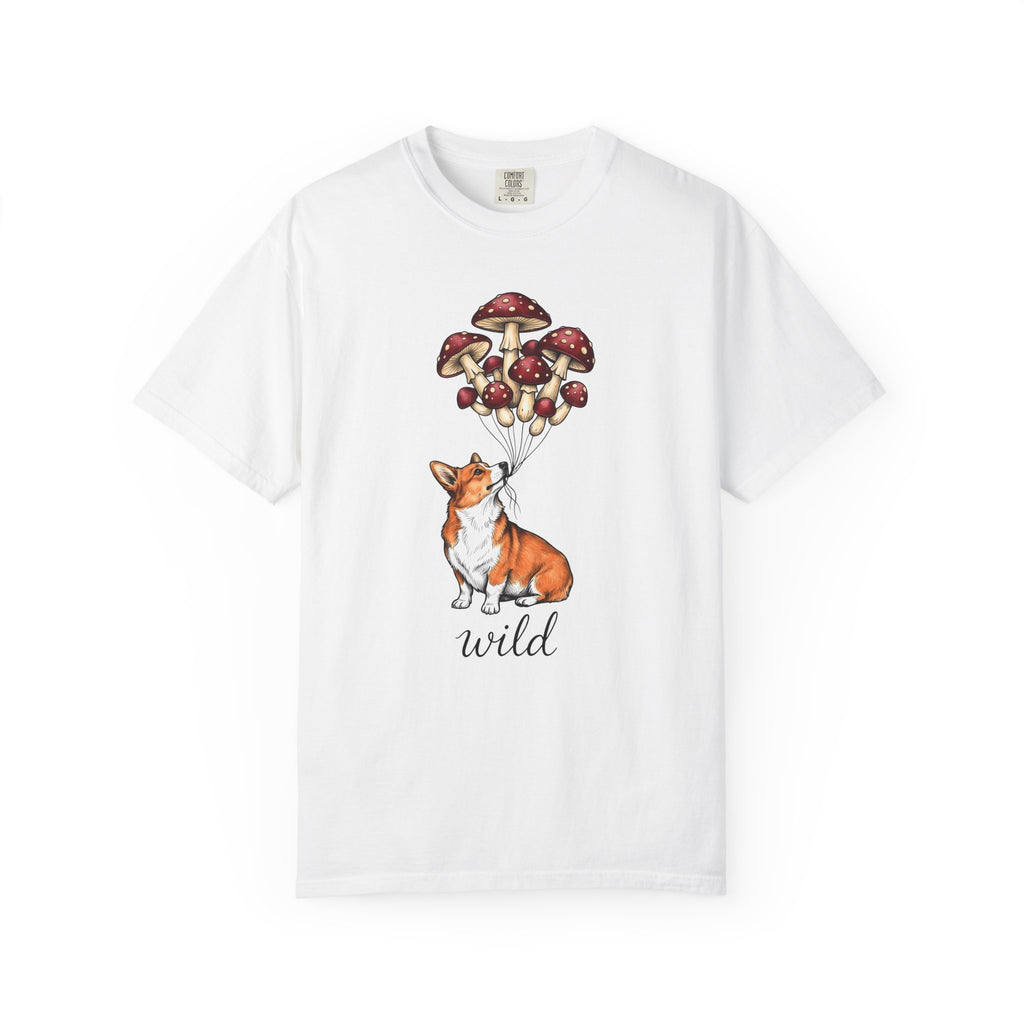 Corgi Puppy T-Shirt Dog Outdoors Gift Women Floral T-Shirt Puppy T-Shirt Dog Fan Canine Graphic Outdoorsy Design Antique Toadstool T-Shirt