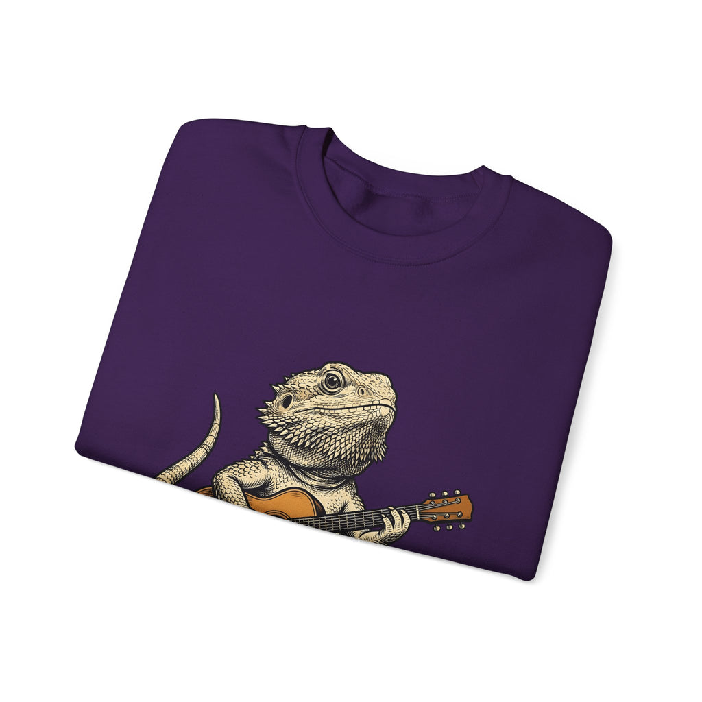 Bearded Lizard Guitar Sweatshirt Boho Chic Gear Gift Women Cartoon Sweatshirt Bearded Dragon Sweatshirt Bohemian Fan Comic Sweatshirt Equipment Graphic Hand