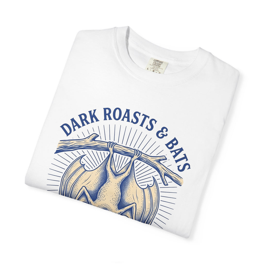 Flying Bat Coffee T-Shirt Coffee Fauna Gift Women Classic T-Shirt Coffee Drink T-Shirt Coffee Fan Wildlife Graphic T-Shirt Line Art Perch Branch