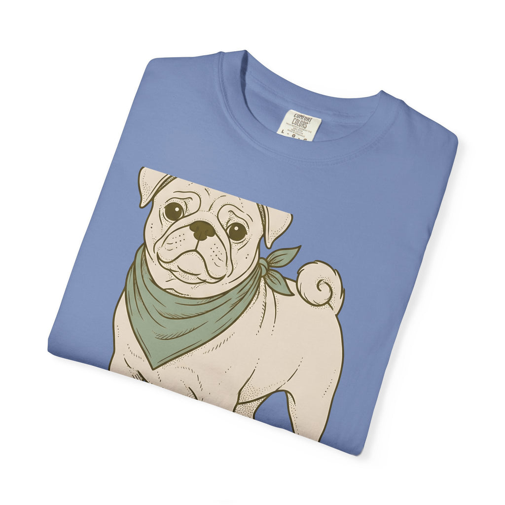 Pug Dog T-Shirt Dog Pets Gift Women Hand Drawn T-Shirt Puggle T-Shirt Dog Fan Mop Dog Graphic Pet Design Illustration Minimalist Bandana T-Shirt