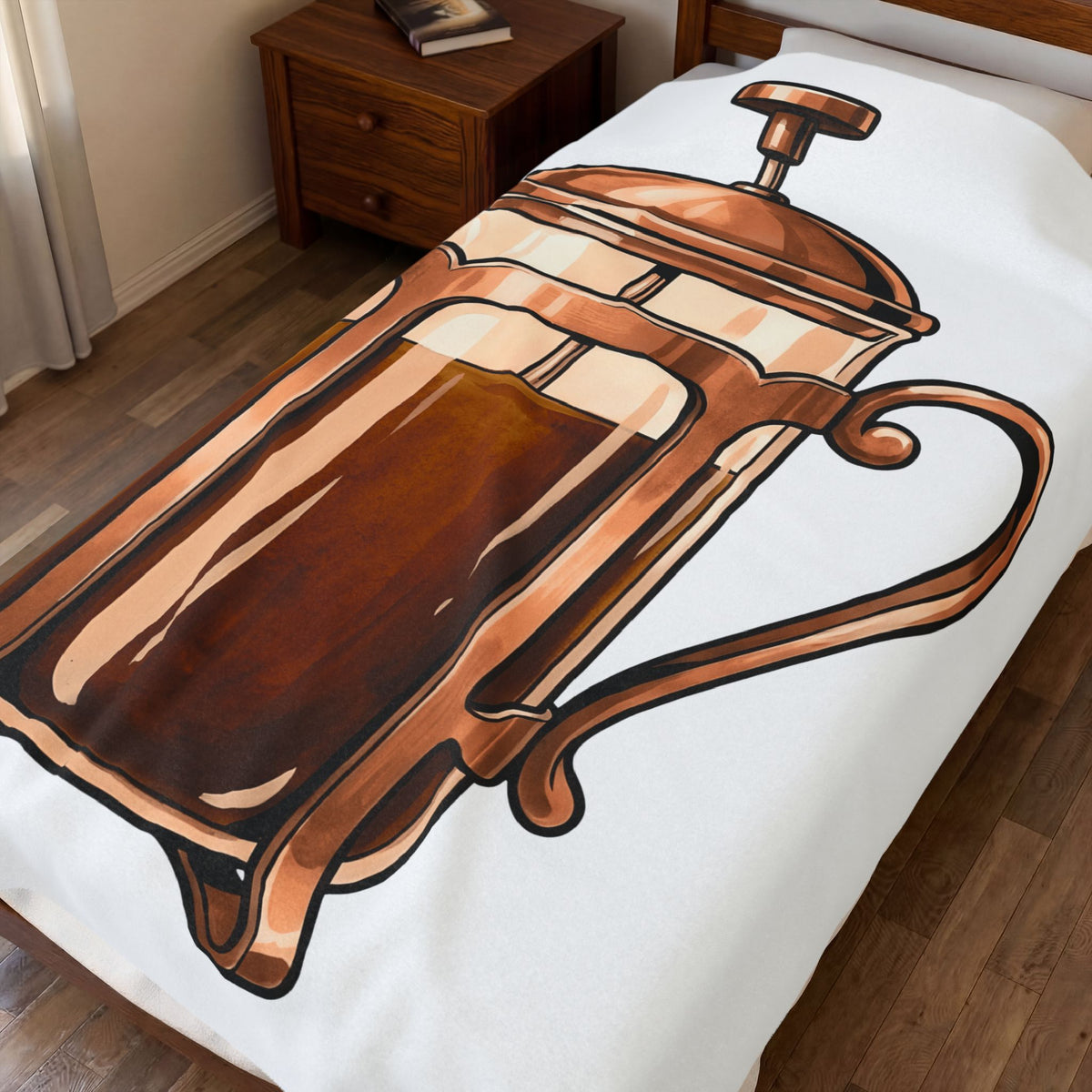 French Press Blanket Coffee Bakeware Gift Women Line Art Blanket Cafetiere Blanket Coffee Fan Baking Graphic Blanket Watercolor Coffee Blanket