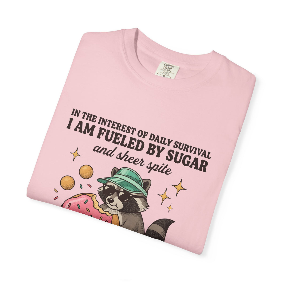 Raccoon Pastry T-Shirt Desserts Wildlife Gift Women Comic T-Shirt Pastry Chef T-Shirt Sweets Fan Cartoon T-Shirt Animal Graphic Vintage Candy Dots