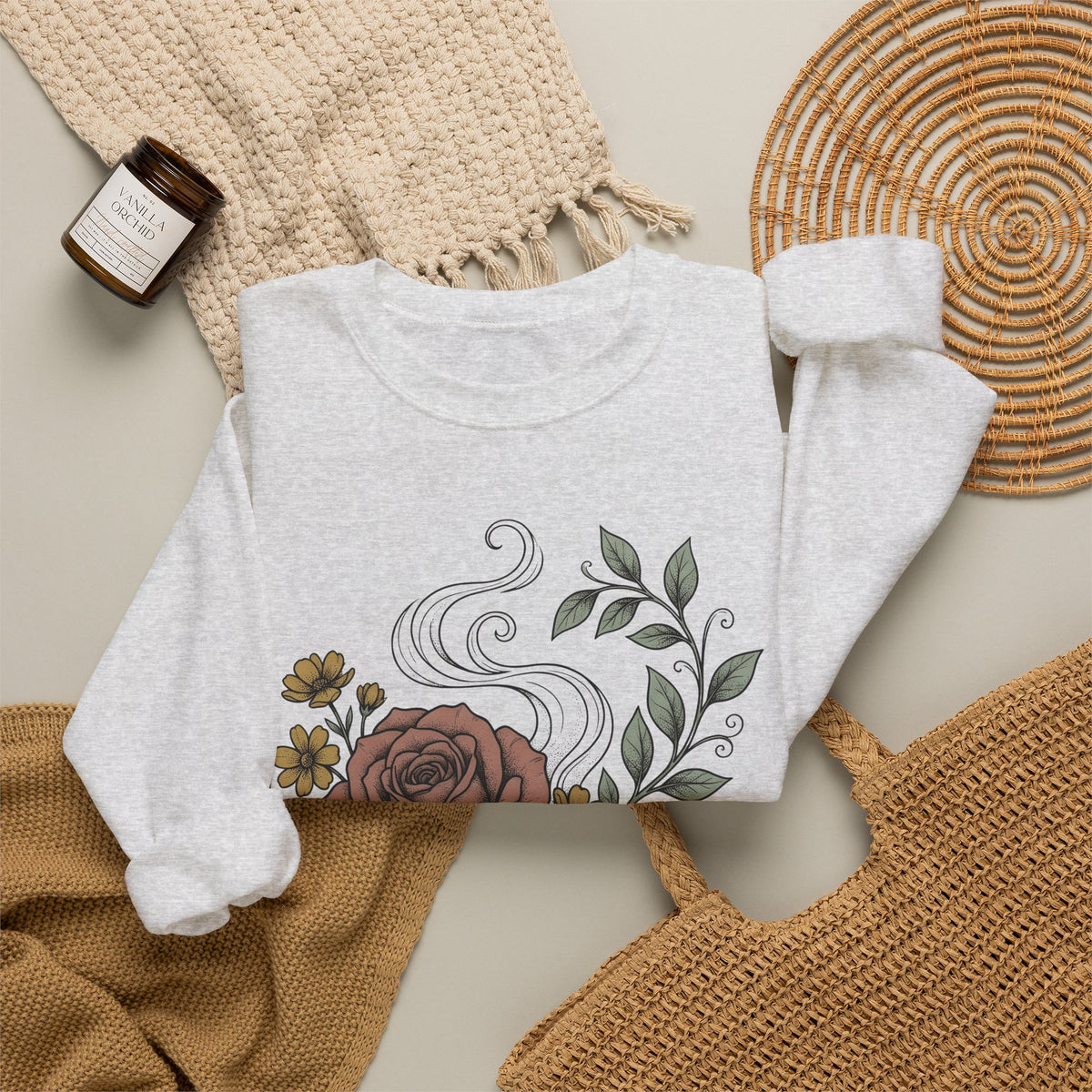Floral Teacup Sweatshirt Moms Tea Gift Women Botanical Sweatshirt Teacup Sweatshirt Mother Fan Herbaceous Sweatshirt Tea Graphic Vintage Rose Sweatshirt