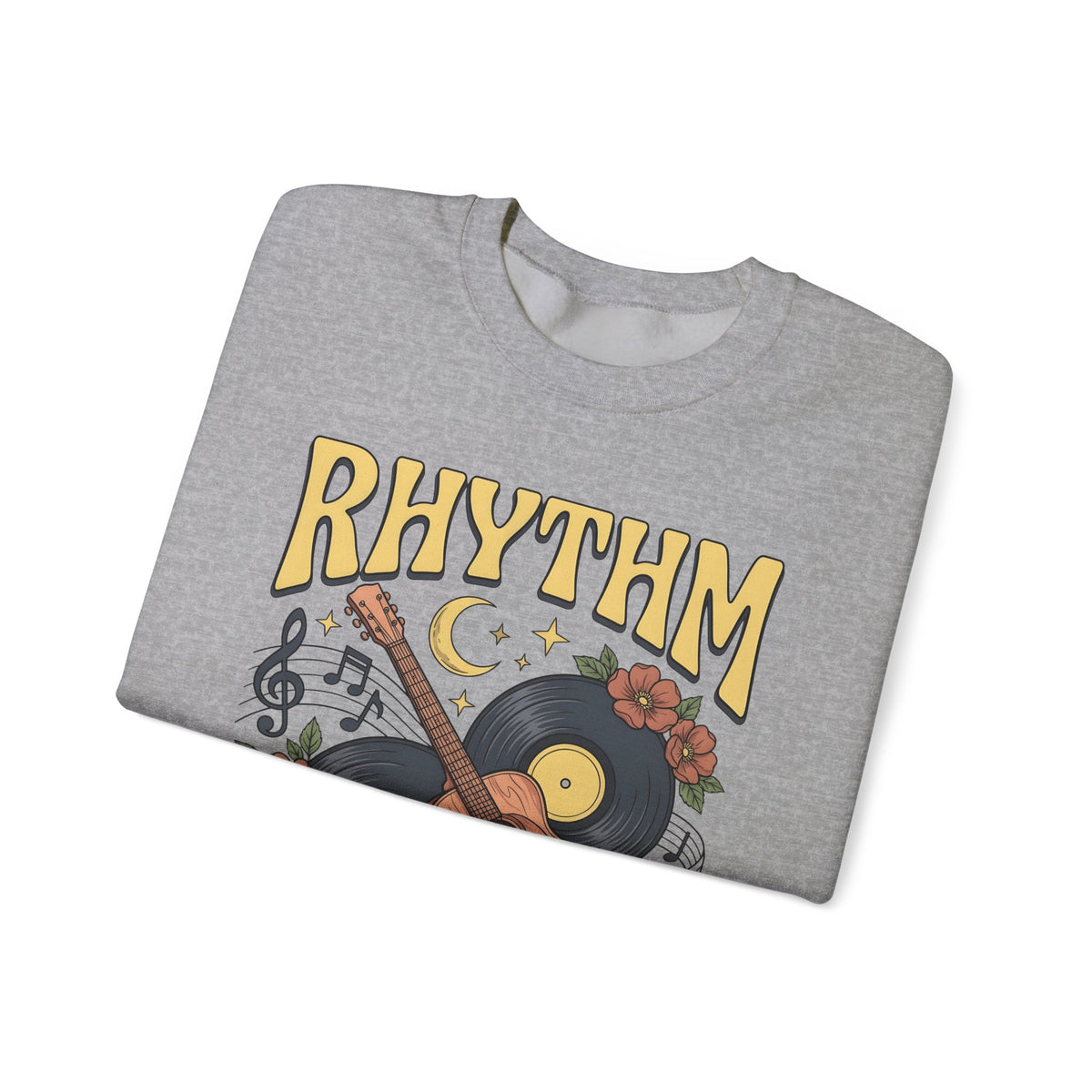 Electric Guitar Records Sweatshirt Music Bouquet Gift Women Free Spirit Sweatshirt Guitar Sweatshirt Music Fan Bohemian Sweatshirt Floral Graphic Old School