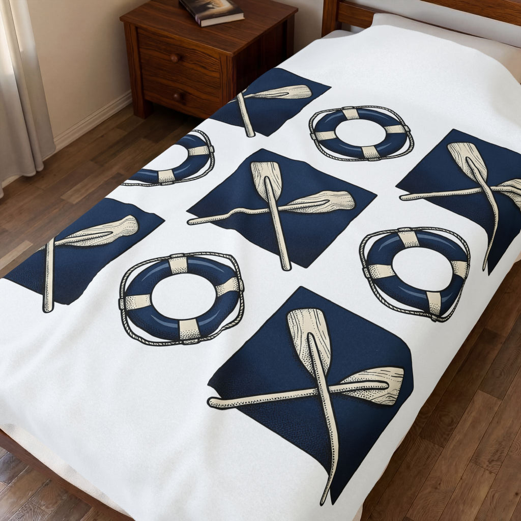 Paddle Oars Pattern Blanket Sports Boating Gift Women Nautical Blanket Oar Blanket Athlete Fan Maritime Blanket Sailboat Graphic Vintage Lifebuoy