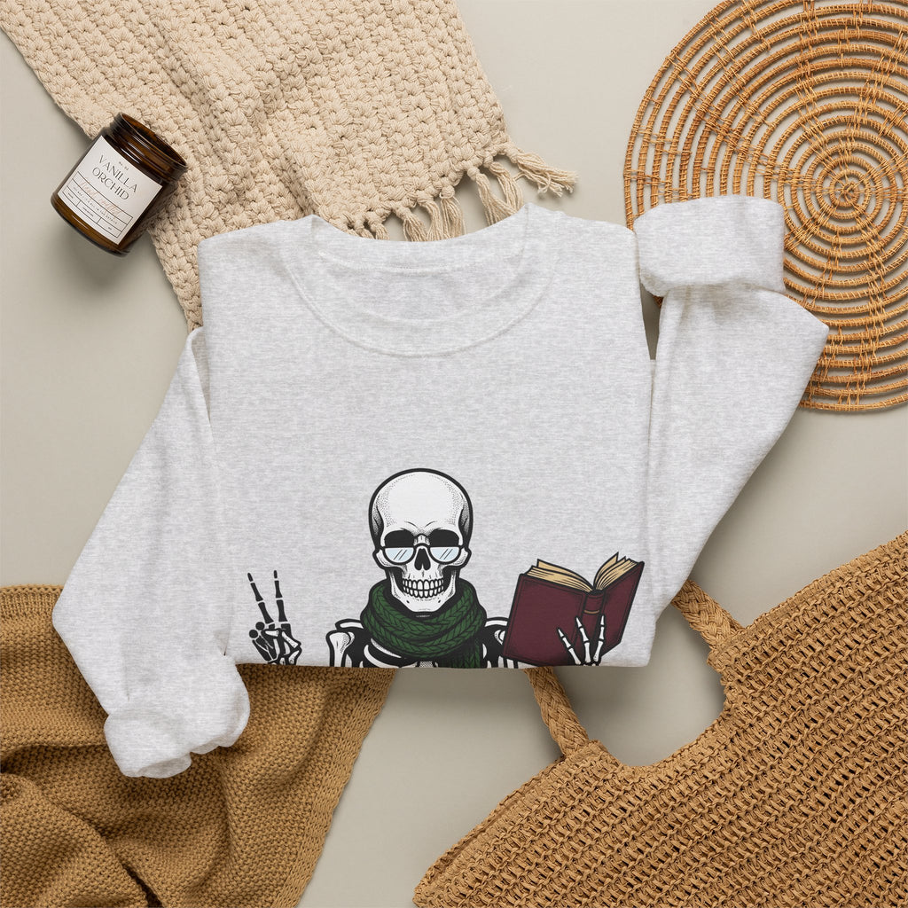 Skull Story Sweatshirt Funny Fall Gift Women Cartoon Sweatshirt Skull Sweatshirt Humor Fan Comic Sweatshirt Autumn Graphic Classic Wild Mushrooms Sweatshirt