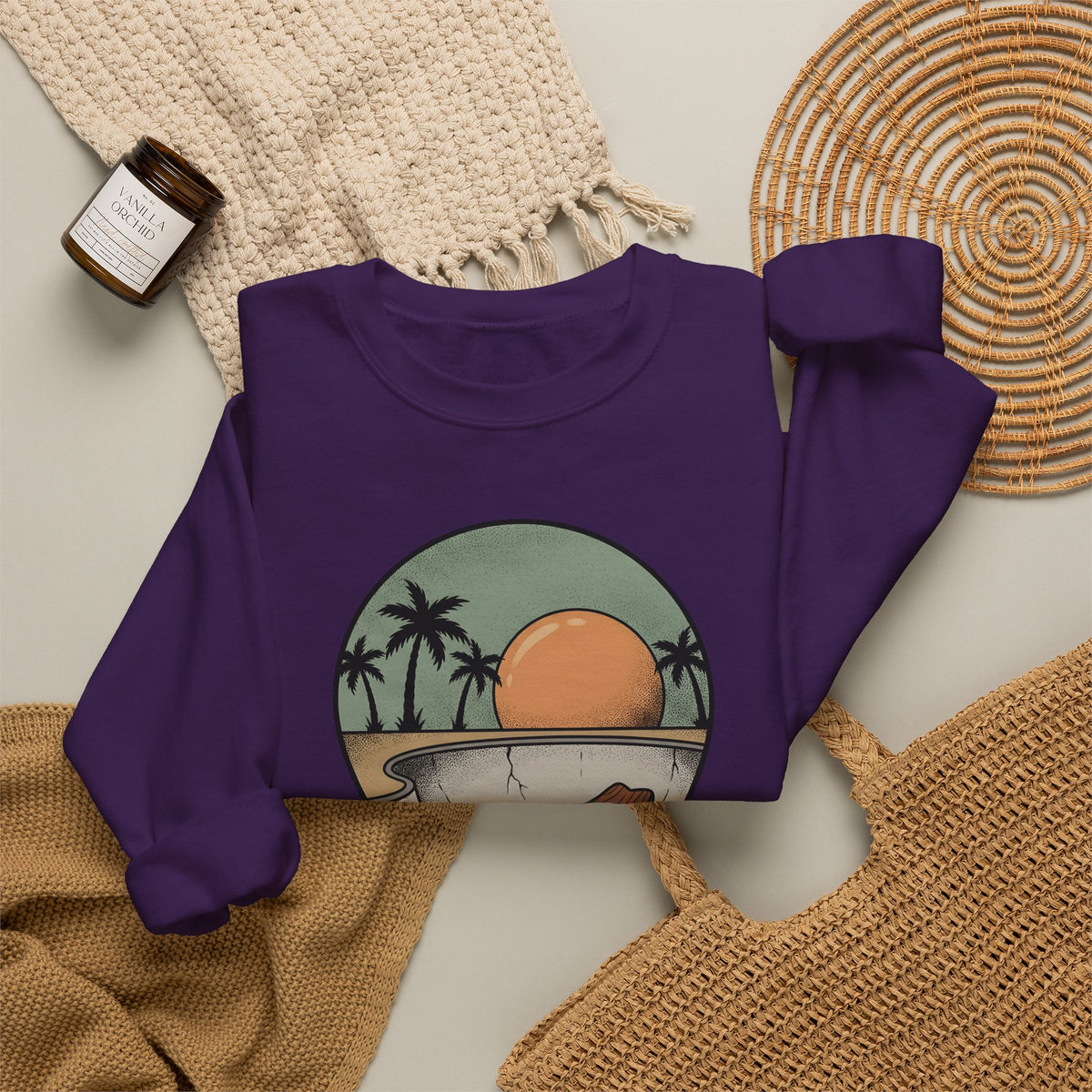 Longboard Design Sweatshirt Skateboarding Seaside Gift Women Classic Sweatshirt Longboarding Sweatshirt Skater Enthusiast Retro Sweatshirt Coastal Graphic Old