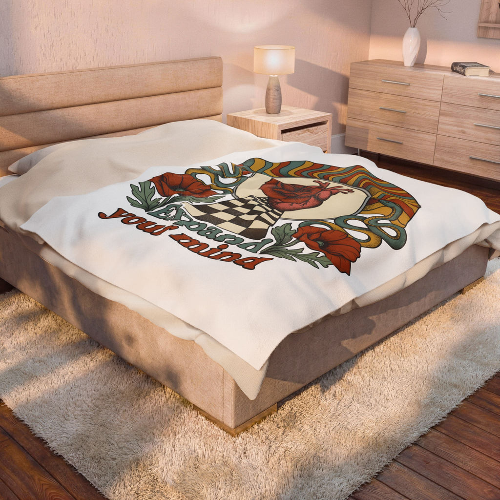 Anatomical Heart Rose Blanket Boho Chic Spiritual Gift Women Psychedelic Blanket Heart Rose Blanket Boho Fan Trippy Blanket Mystical Graphic Retro