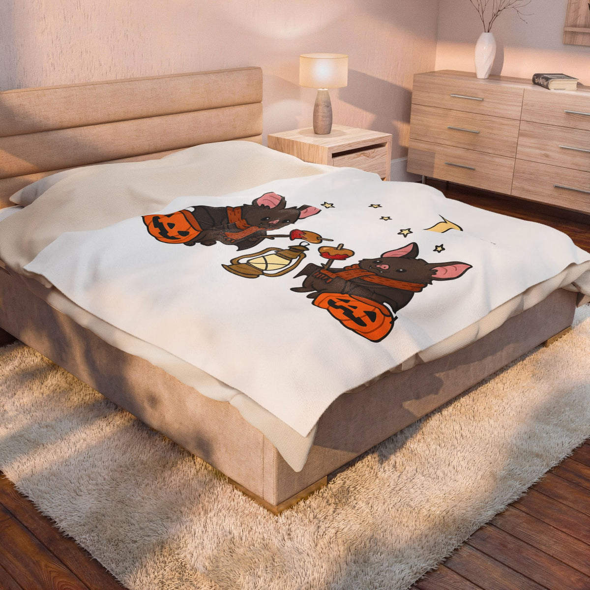 Bat Drawing Blanket Halloween Creatures Gift Women Charming Blanket Bat Blanket Spooky Fan Cartoon Blanket Monster Graphic Animated Gourd Blanket