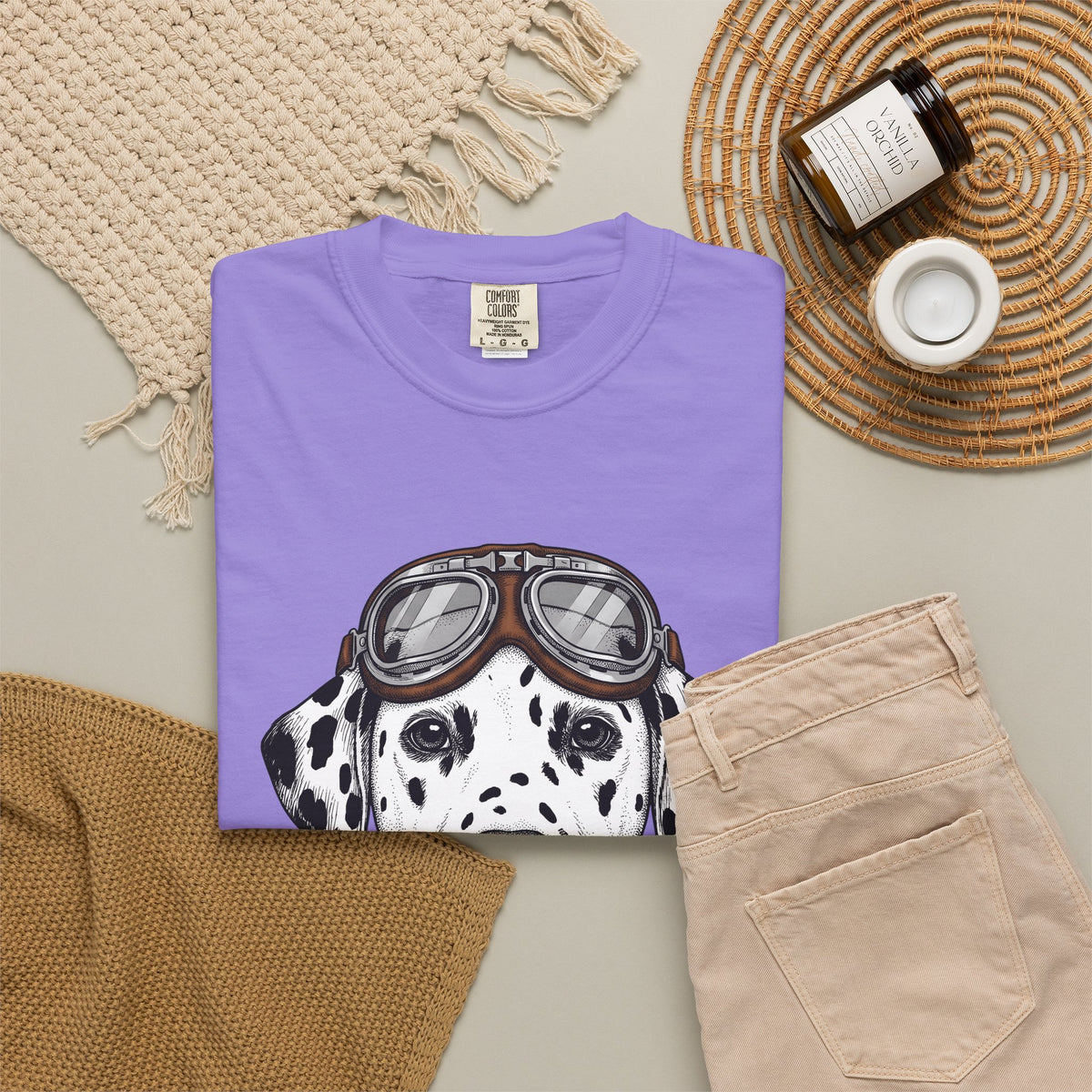 Dalmatian Puppy T-Shirt Dog Pets Gift Women Line Art T-Shirt Puppy T-Shirt Dog Fan Dalmatian T-Shirt Animal Graphic Retro Pilot Goggles T-Shirt