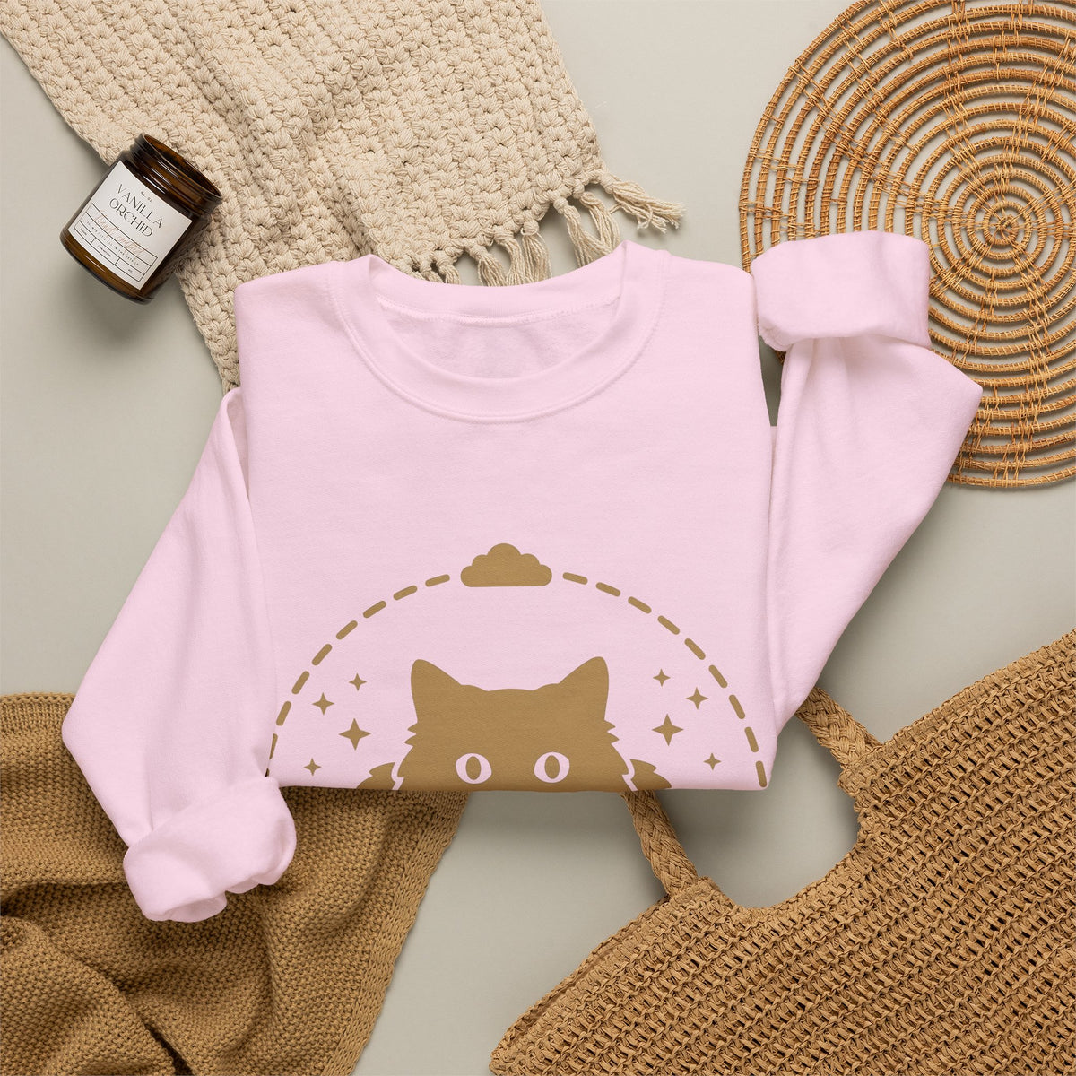 Soft Cat Cat Pet Gift Simple Kitten Cat Fan Minimalist Animal Contemporary Sparkles Sweatshirt