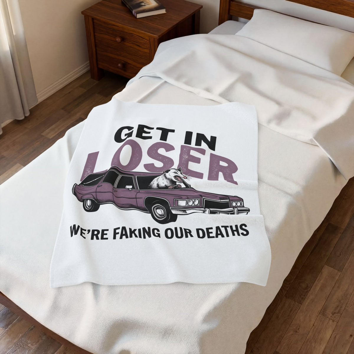 Opossum Hearse Blanket Funny Critter Gift Women Historic Blanket Hearse Blanket Humor Fan Vintage Blanket Animal Graphic Classic Automobile Blanket