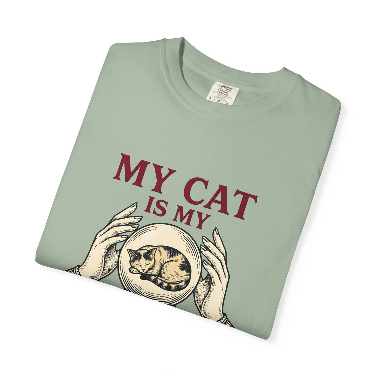 Cat Crystal Ball Cat Mystical Gift Vintage Crystal Ball Cat Fan Retro Occult Hand T-Shirt