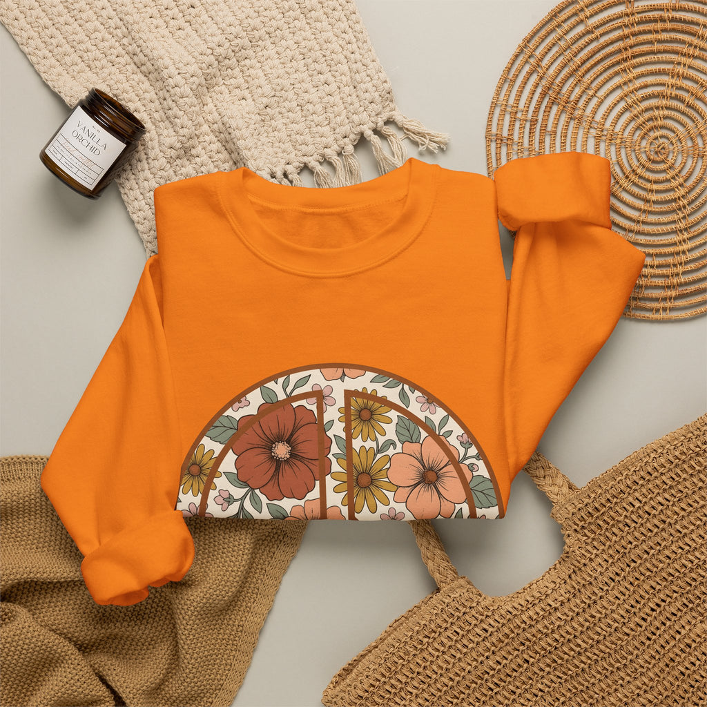 Peace Hand Flower Sweatshirt Boho Chic Psychedelic Gift Women Folk Sweatshirt Peace Sign Sweatshirt Hippie Fan Bohemian Sweatshirt Trippy Graphic Classic