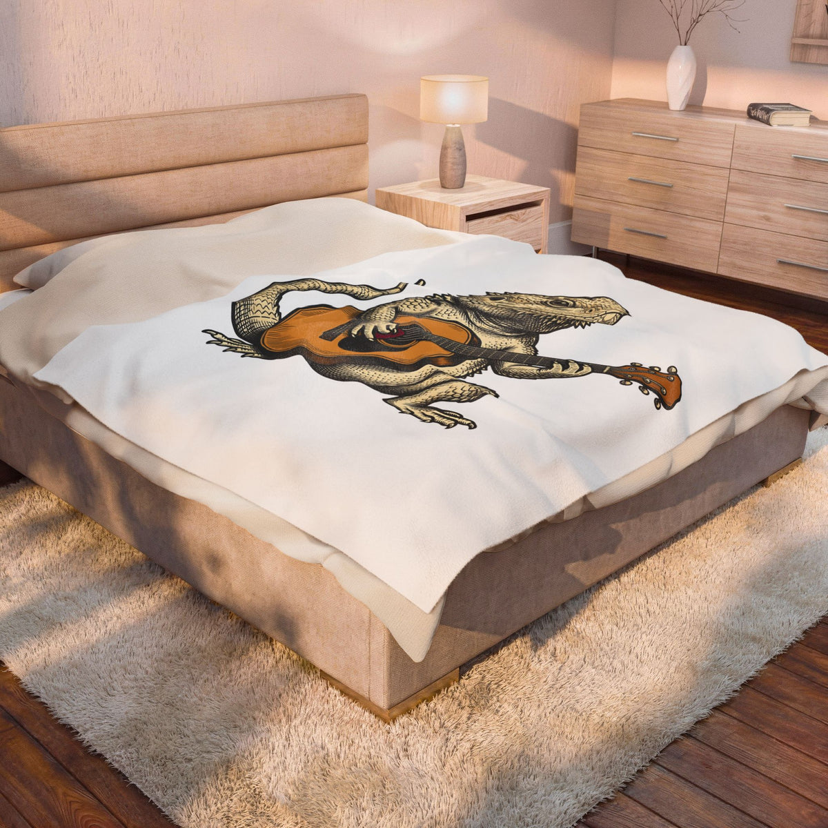 Bearded Lizard Guitar Blanket Boho Chic Gear Gift Women Cartoon Blanket Bearded Dragon Blanket Bohemian Fan Comic Blanket Equipment Graphic Hand