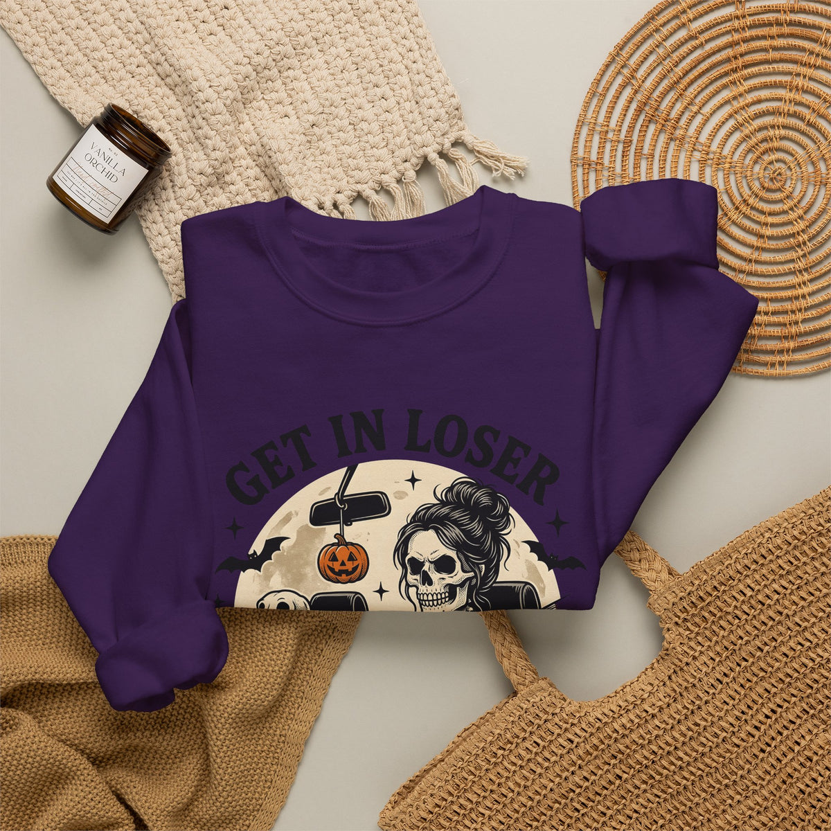 Skeleton Driver Sweatshirt Halloween Spooky Gift Women Vintage Sweatshirt Skeleton Sweatshirt Horror Fan Retro Sweatshirt Creepy Graphic Hand Drawn Bat Sweatshirt