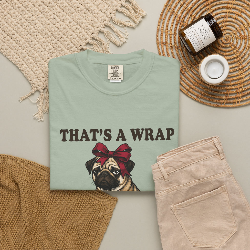 Pug Dog T-Shirt Christmas Pet Gift Women Vintage T-Shirt Puggle T-Shirt Xmas Fan Retro T-Shirt Animal Graphic Hand Drawn Gift Bow T-Shirt