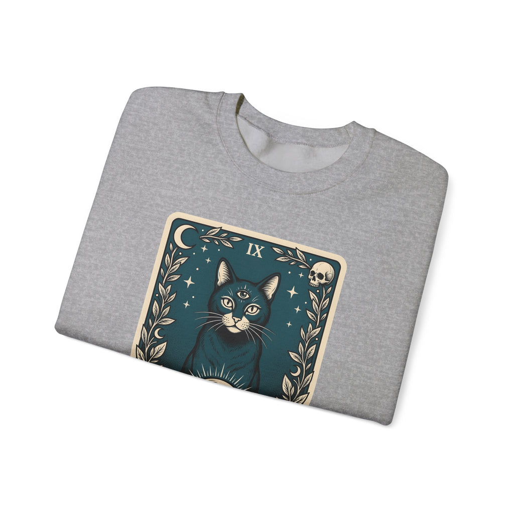 Mystic Cat Sweatshirt Boho Chic Witchcraft Gift Women Tarot Sweatshirt Kitty Sweatshirt Bohemian Fan Occult Graphic Vintage Crystal Ball Sweatshirt