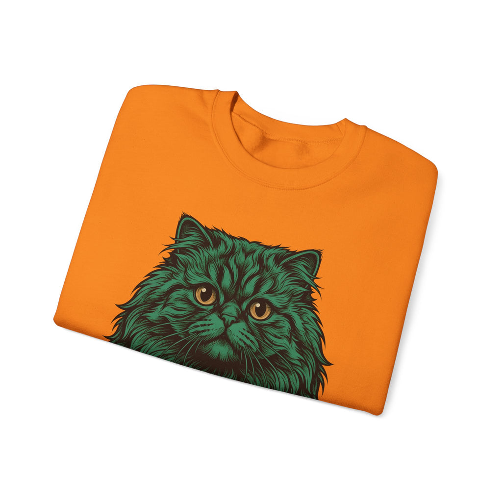 Long Hair Cat Sweatshirt Cat Gift Women Creatures Gift Women Modern Art Sweatshirt Cat Sweatshirt Cat Fan Feline Sweatshirt Beast Graphic Hand Drawn Yellow