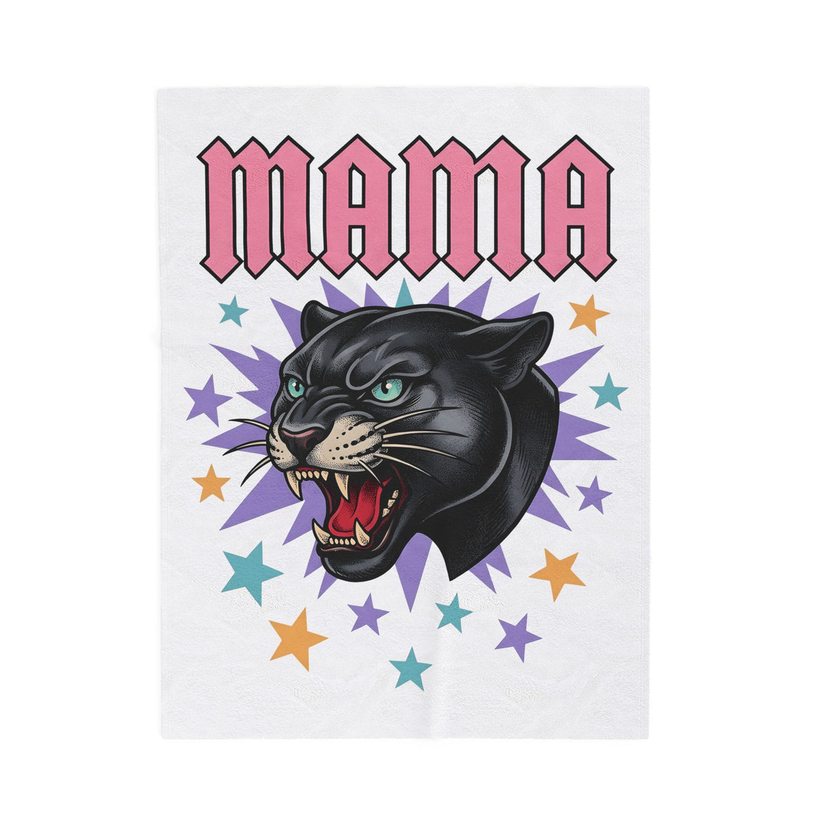 Panther Head Blanket Moms Animal Gift Women Bold Blanket Leopard Blanket Mother Fan Graphic Design Illustration Retro Stars Blanket