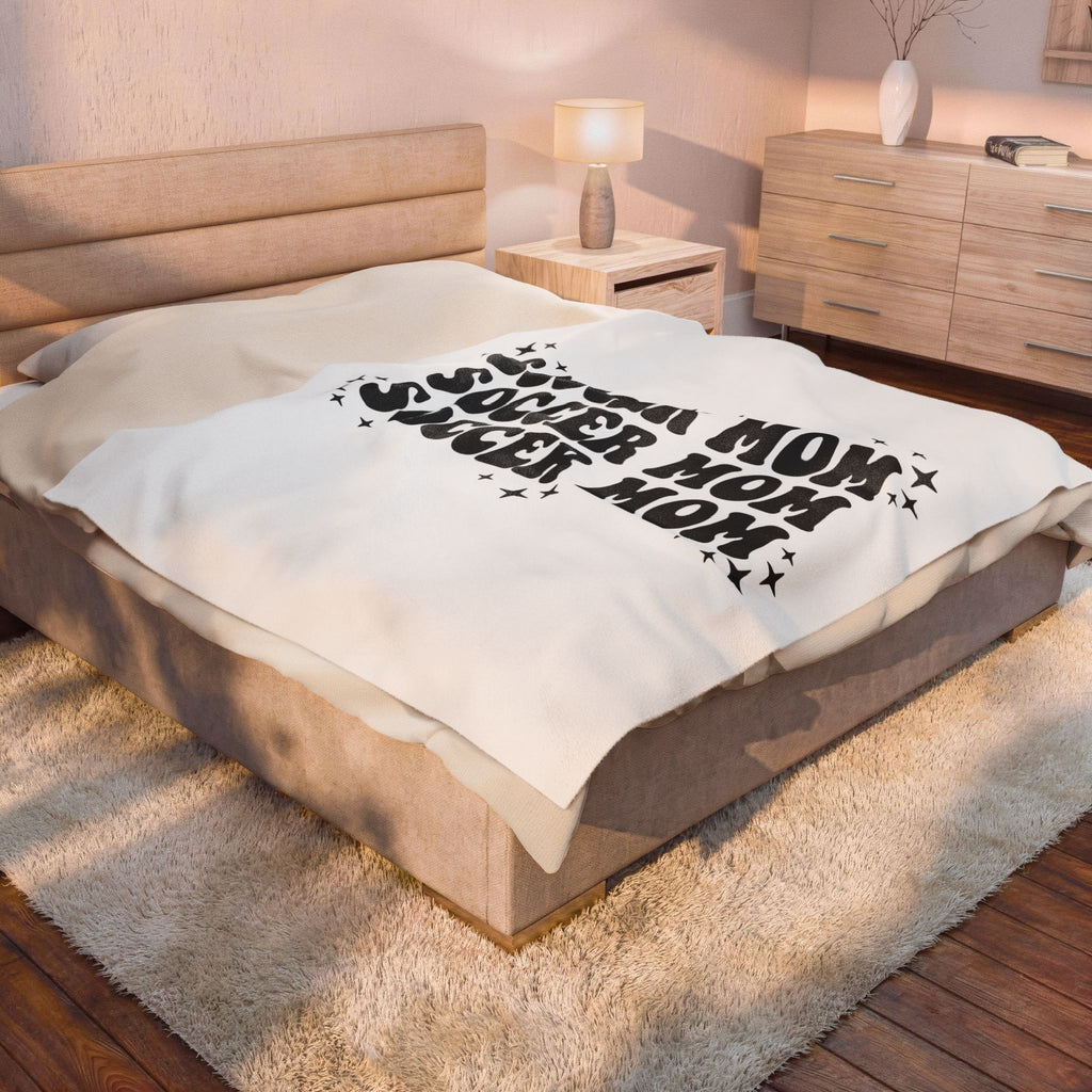 Soccer Mom Blanket Moms Sports Gift Women Groovy Blanket Football Mom Blanket Mother Fan Athletic Graphic Soccer Graphic Retro Stars Blanket
