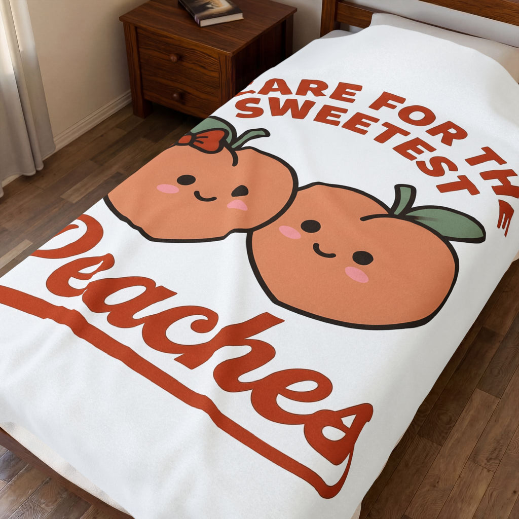 Adorable Peach Design Blanket Nurses Gratitude Gift Women Chibi Blanket Peach Blanket Nurse Enthusiast Cartoon Blanket Appreciation Graphic Comic